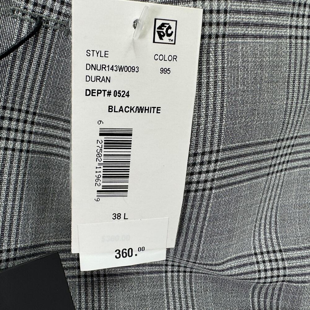 DKNY Mens Modern Fit Stretch Plaid Suit Jacket Black White 38L - Picture 3 of 5